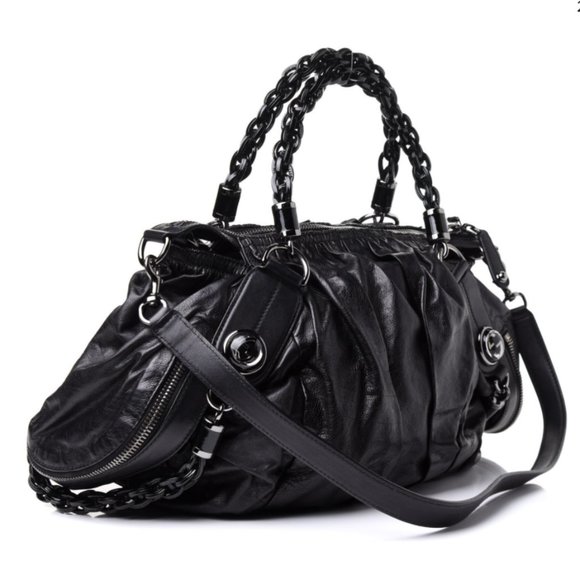 EUC Gucci 228838 Medium Galaxy Black Leather 2-Way Bag